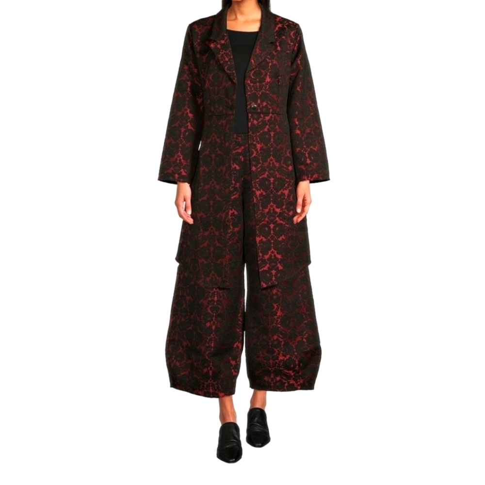 Bryn WALKER RED BLACK LACE OPERA TAILS JACKET PANTS SUIT 2 PIECE $438 S M L USA